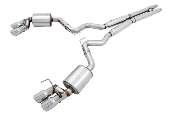 AWE Tuning 2018+ Ford Mustang GT (S550) Cat-back Exhaust - Touring Edition (Quad Chrome Silver Tips)