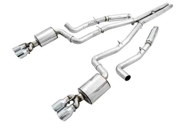 AWE Tuning 2015+ Dodge Challenger 6.4L/6.2L SC Track Edition Exhaust - Quad Chrome Silver Tips