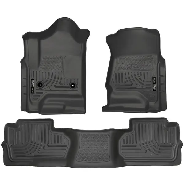 Husky Liners 14 Chevrolet Silverado/GMC Sierra Dbl Cab WeatherBeater Black Front&2nd Seat Floor Line