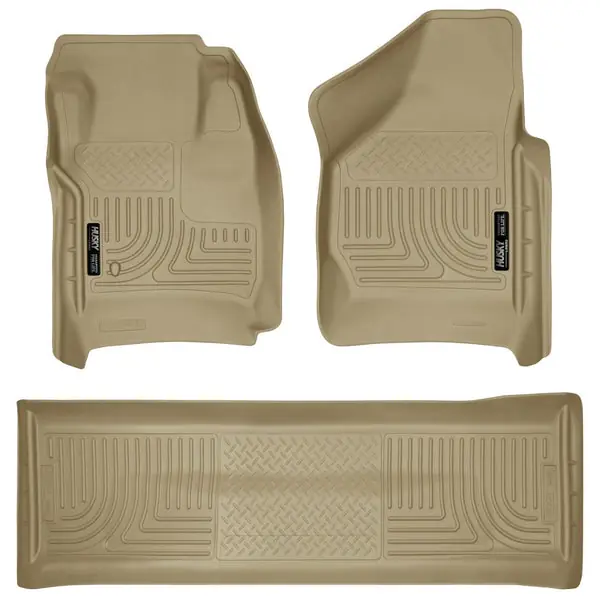 Husky Liners 08-10 Ford SD Crew Cab WeatherBeater Combo Tan Floor Liners (w/o Manual Trans Case)