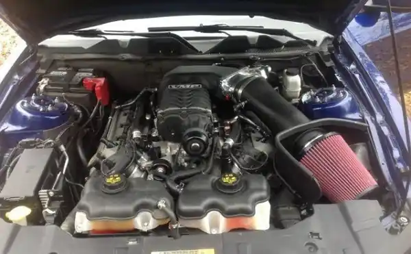 JLT 11-14 Ford Mustang GT (w/Roush/Whipple S/C) Black Textured Big Air Intake w/Red Filter -Tune Req
