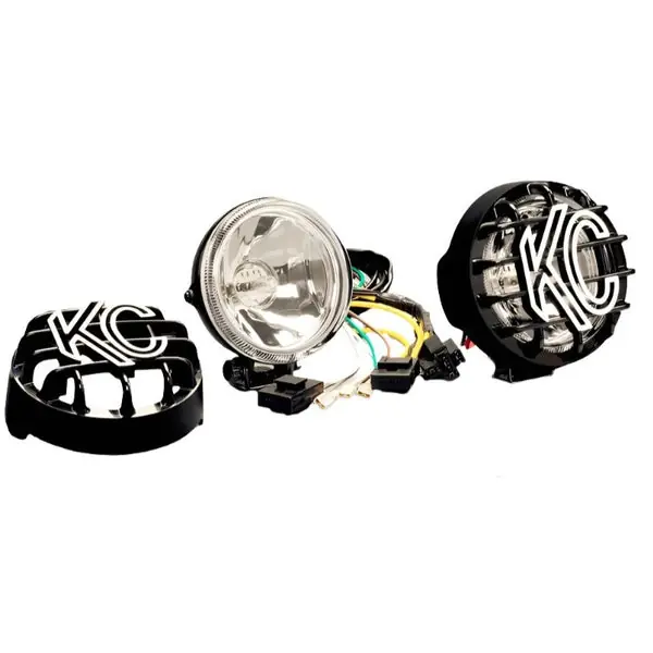 KC HiLiTES Rally 400 4in. Round Halogen Light 55w Spread Beam (Pair Pack System) - Black