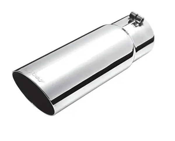 Gibson Round Single Wall Angle-Cut Tip - 4in OD/3.5in Inlet/12in Length - Stainless