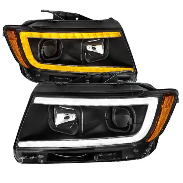 ANZO 11-13 Jeep Grand Cherokee (Factory Halogen Only) Projector Headlights w/Light Bar Swtchbk Black