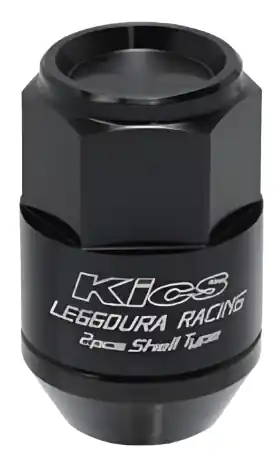 Project Kics Leggdura Racing Shell Type Lug Nut 35mm Closed-End Look 16 Pcs + 4 Locks 12X1.5 Black