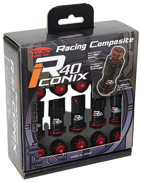 Project Kics 12X1.25 Black R40 Iconix Lug Nuts - 16+4 (Red Cap)