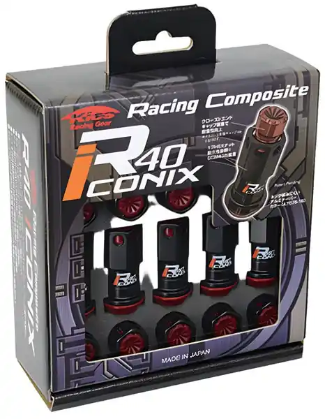 Project Kics 20 PCS (NO LOCKS) Black R40 Iconix W/ Plastic Cap (Black) - 12X1.25