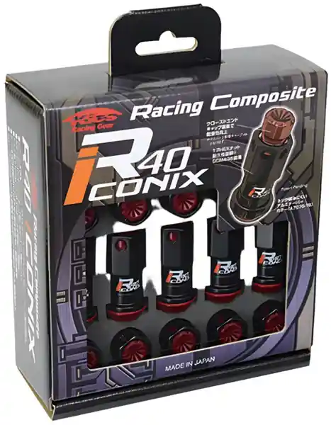 Project Kics 16+4 Locks Neocro R40 Iconix W/ Plastic Cap (Black) - 12X1.50