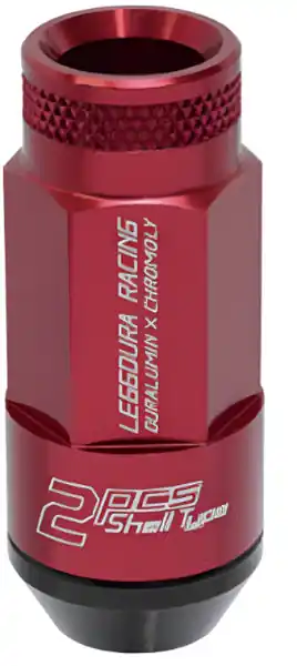 Project Kics Leggdura Racing Shell Type Lug Nut 53mm Open-End Look 16 Pcs + 4 Locks 12X1.5 Red