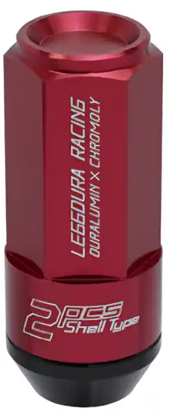 Project Kics Leggdura Racing Shell Type Lug Nut 53mm Open-End Look 16 Pcs + 4 Locks 12X1.25 Red