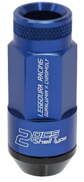 Project Kics Leggdura Racing Shell Type Lug Nut 53mm Open-End Look 16 Pcs + 4 Locks 12X1.25 Blue