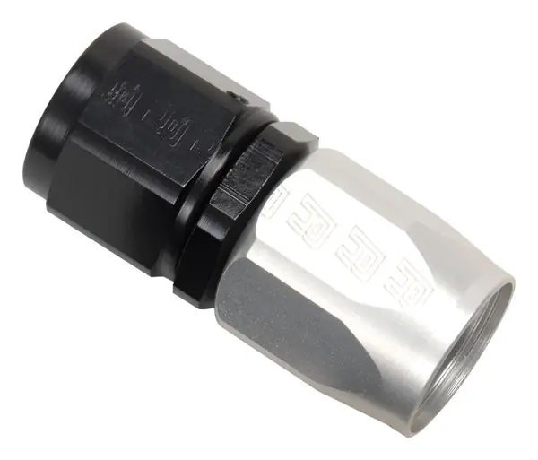 Russell Performance -6 AN Black/Silver Straight Full Flow Hose End