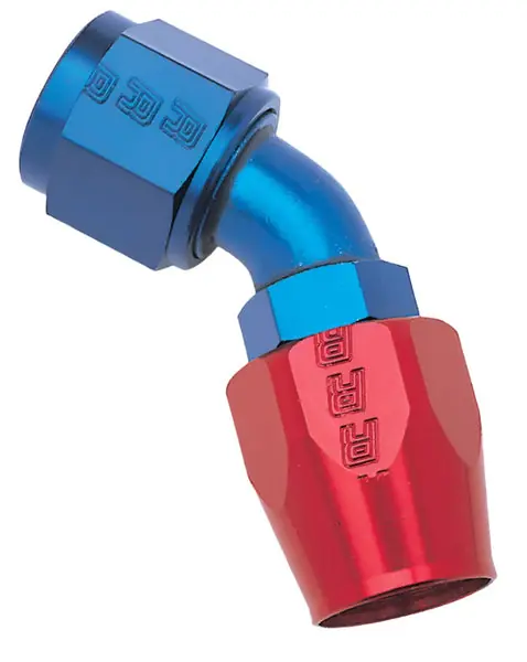 Russell Performance -6 AN Red/Blue 45 Degree Full Flow Hose End
