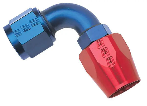 Russell Performance -6 AN Red/Blue 90 Degree Full Flow Hose End