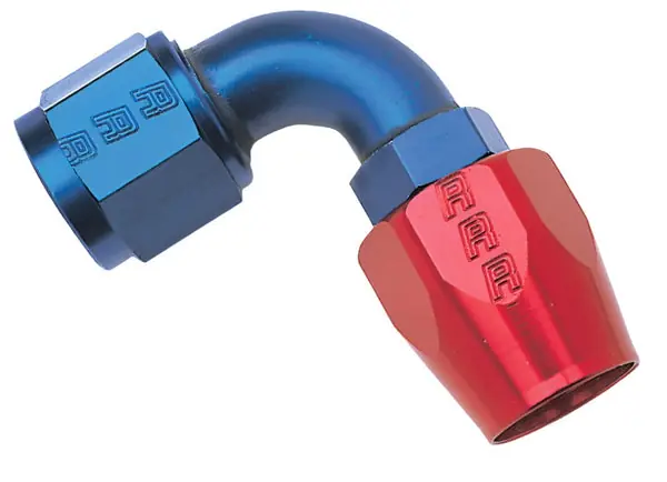 Russell Performance -8 AN Red/Blue 90 Degree Full Flow Hose End