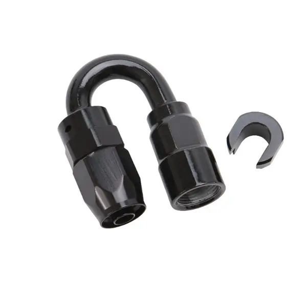 Russell Performance 3/8in SAE Quick Disc Female to -6 Hose Black 180 Degree Hose End