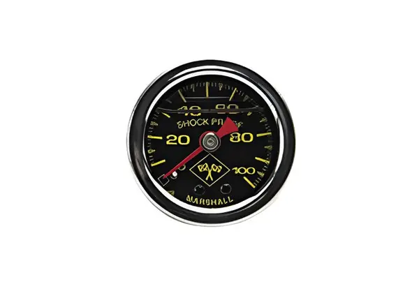 Russell Performance 100 psi fuel pressure gauge black face chrome case (Liquid-filled)