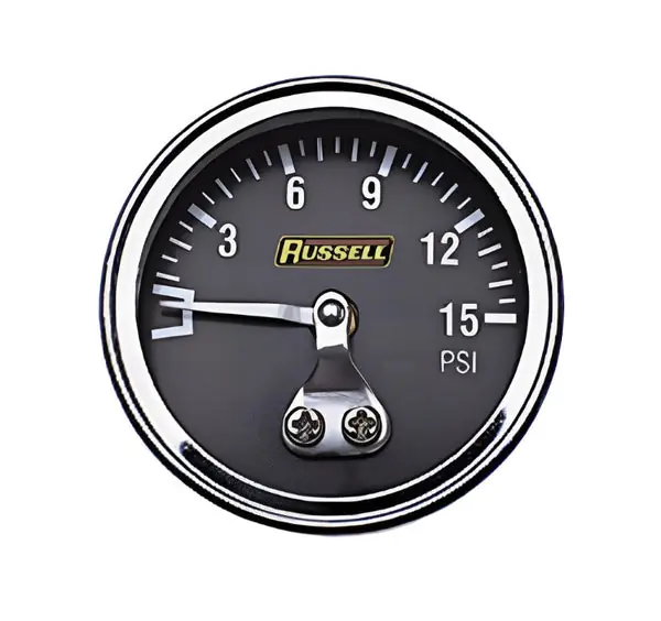 Russell Performance 15 psi fuel pressure gauge (Non liquid-filled)