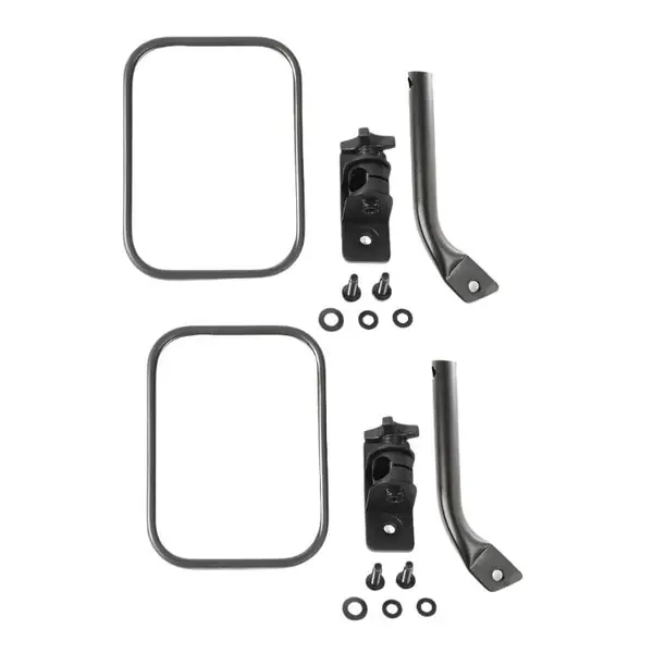 Rugged Ridge 97-18 Jeep Wrangler Textured Black Rectangular Stubby Trail Mirror Kit