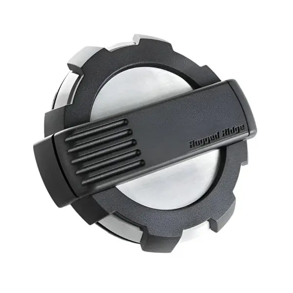Rugged Ridge Elite Fuel Door Non-Lock Brushed Alum 07-18 Jeep Wrangler JK