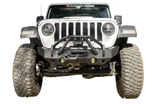Rugged Ridge HD Bumper Stubby Front 07-18 Jeep Wrangler JK 18-20 Jeep Wrangler JL 2020 JT