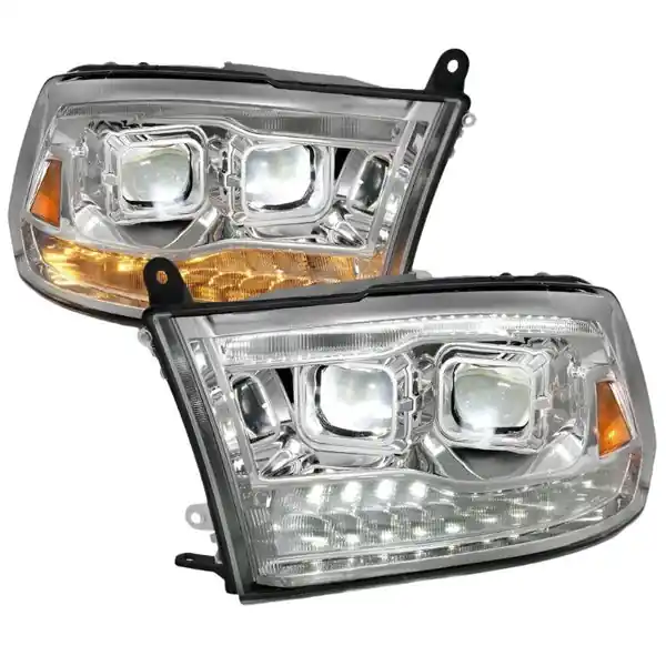 ANZO 2009-2018 Dodge Ram 1500 Led Projector Plank Style Switchback H.L Halo Chrome Amber (OE Style)