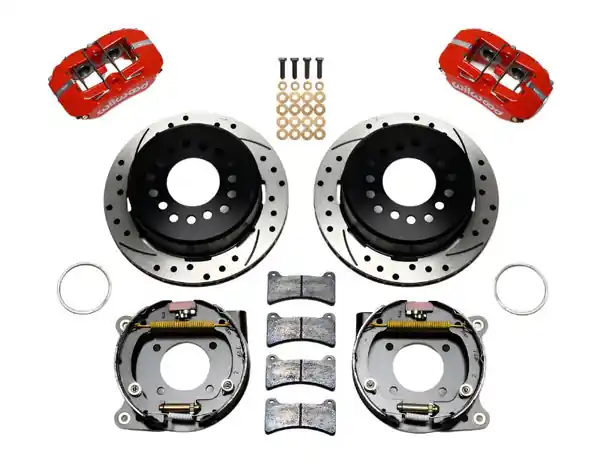 Wilwood Dynapro Low-Profile 11.00in P-Brake Kit Drill-Red Chevy 12 Bolt 2.75in Off w/ C-Clips