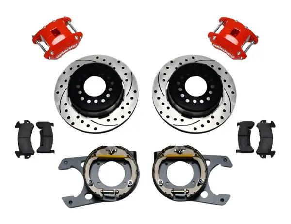 Wilwood D154 P/S P-B Kit Drilled-Red Chevy C-10 2.42 Offset 5-lug