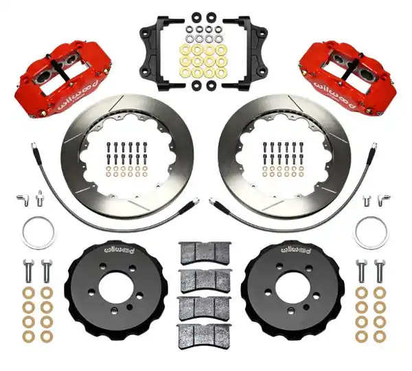 Wilwood Narrow Superlite 6R Front Hat Kit 12.88in Red 06-12 Volkswagen GTI w/ Lines