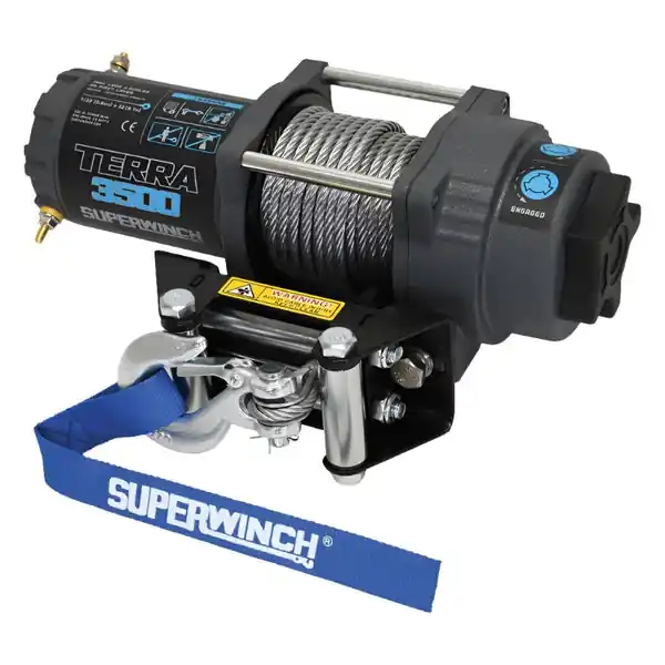 Superwinch 3500 LBS 12V DC 7/32 in x 32 ft Steel Rope Terra 3500 Winch - Gray Wrinkle