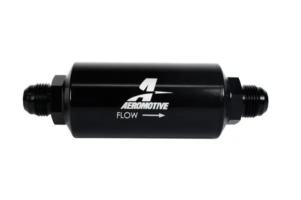Aeromotive In-Line Filter - (AN -10 Male) 40 Micron Stainless Mesh Element Bright Dip Black Finish