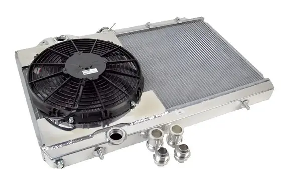 CSF 96-07 Mitsubishi Evo 4/5/6/7/8/9 Full-Slim Radiator w/12in Fan & Shroud/-16AN & Slip On Fitting