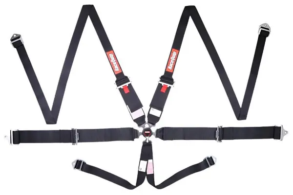 RaceQuip Black SFI CAMLOCK 6pt PU Lap HNR Seat Belt