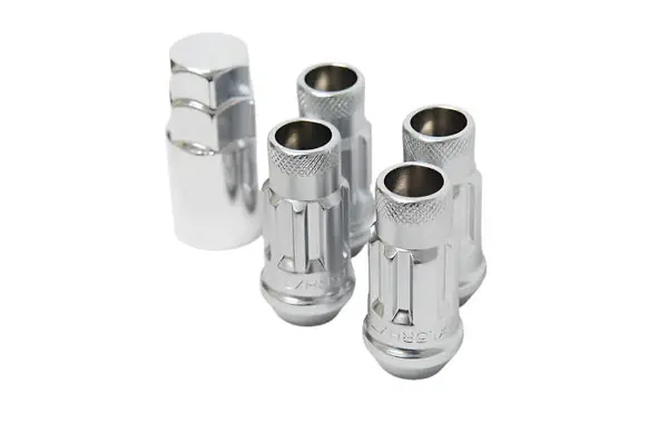 Wheel Mate 12x1.50 48mm Muteki SR48 Satin Silver Open End Locking Lug Nut - Set of 4