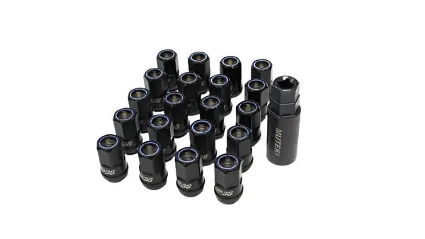 Wheel Mate Muteki HR38 Open End Lug Nuts 12x1.25 Titanium Chrome / Blue Ring