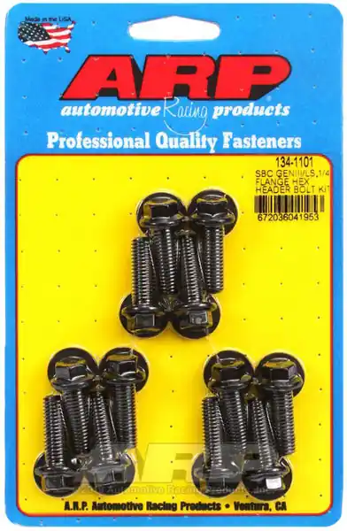 ARP Header Bolt Kit For Chevrolet 1/4˝ wide header flange Black Oxide Hex Head