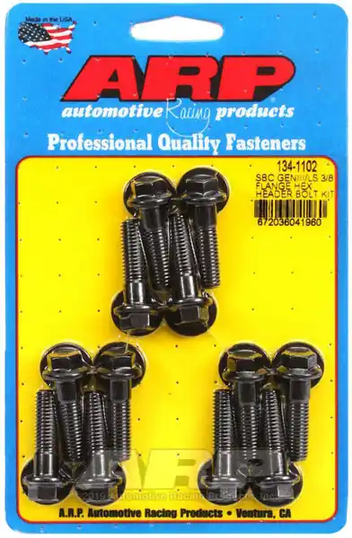 ARP Header Bolt Kit For Chevrolet 3/8˝ wide header flange Black Oxide Hex Head