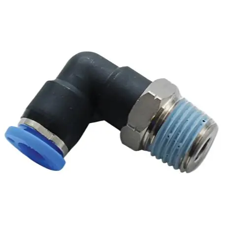 Vibrant Male Elbow Pneumatic Vacuum Fitting (1/8in NPT Thread) - for use with 1/4in (6mm) OD tubing