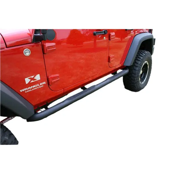 Rugged Ridge 3 In Round Tube Steps Black 07-18 Jeep Wrangler Unlimited JK