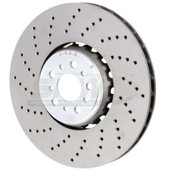 SHW 18-21 BMW M5 4.4L Left Front Cross-Drilled Lightweight Brake Rotor (34117991101)