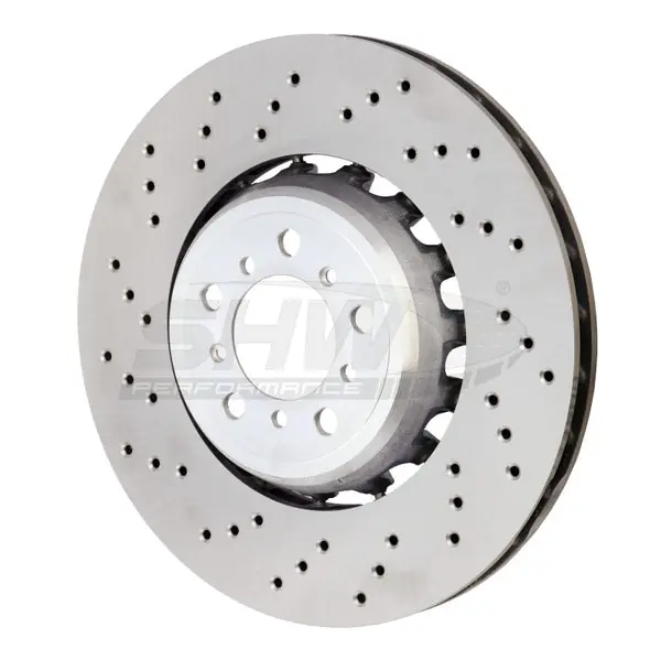 SHW 15-18 BMW M3 3.0L Left Front Cross-Drilled Lightweight Brake Rotor (34112284809)