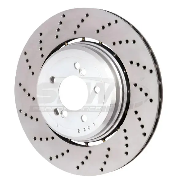 SHW 06-10 BMW M5 5.0L Left Rear Cross-Drilled Lightweight Brake Rotor (34212282807)