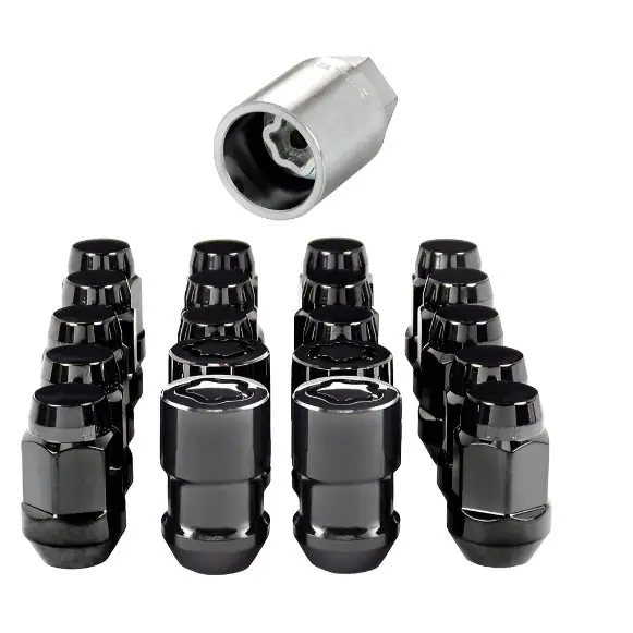 McGard 5 Lug Hex Install Kit w/Locks (Cone Seat Nut / Bulge) M12X1.5 / 3/4 Hex / 1.45in. L - Black