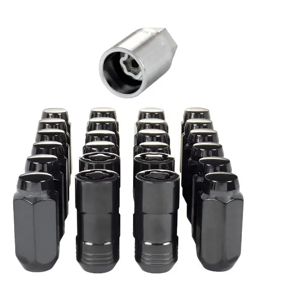 McGard 6 Lug Hex Install Kit w/Locks (Cone Seat Nut) M14X1.5 / 13/16 Hex / 1.945in. Length - Black