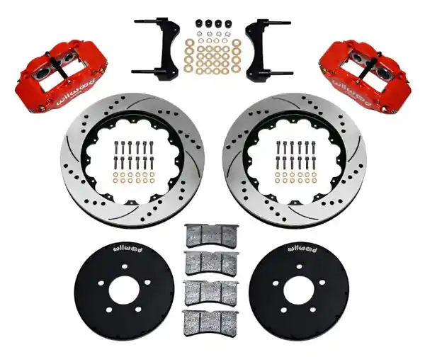 Wilwood Narrow Superlite 6R Front Hat Kit 14.00in Drill Red 1994-2004 Mustang