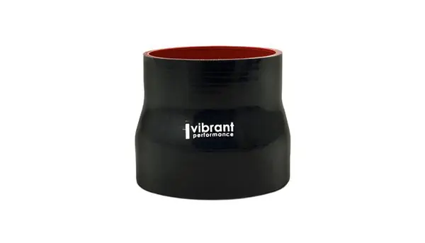 Vibrant 3.5in I.D. x 4.250in I.D. x 4.5in Long 4 Ply Gloss Black Silicone Transition Hose