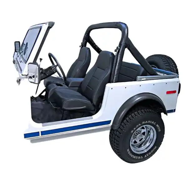 Rugged Ridge High-Back Front Seat Non-Recline Black Denim 76-02 CJ&