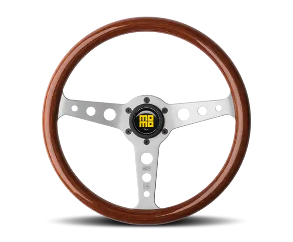 Momo Indy Steering Wheel 350 mm - Magoany Wood/Brshd Spokes