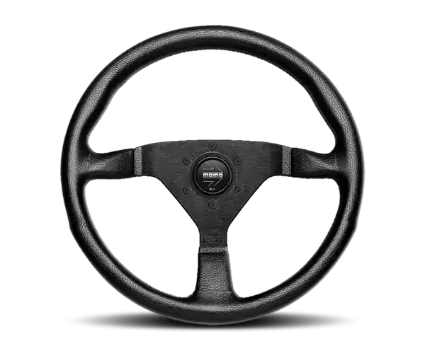 Momo Montecarlo Steering Wheel 320 mm - Black Leather/Red Stitch/Black Spokes
