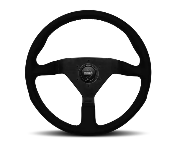 Momo Montecarlo Alcantara Steering Wheel 350 mm - Black/Black Stitch/Black Spokes